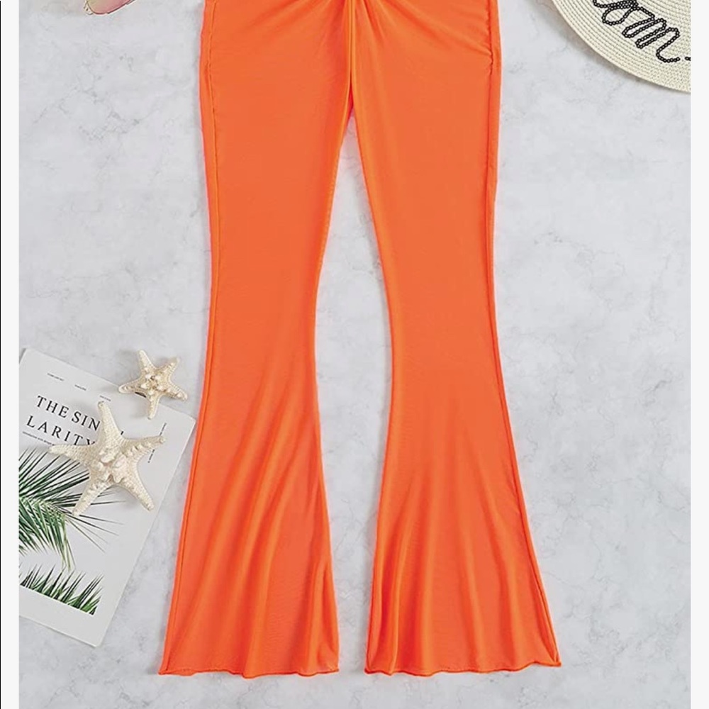 Orange Euphoria Party Club Rave Pants